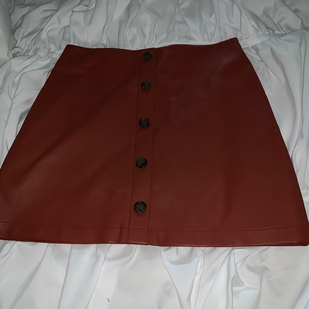 BURNT ORANGE BUTTON SKIRT